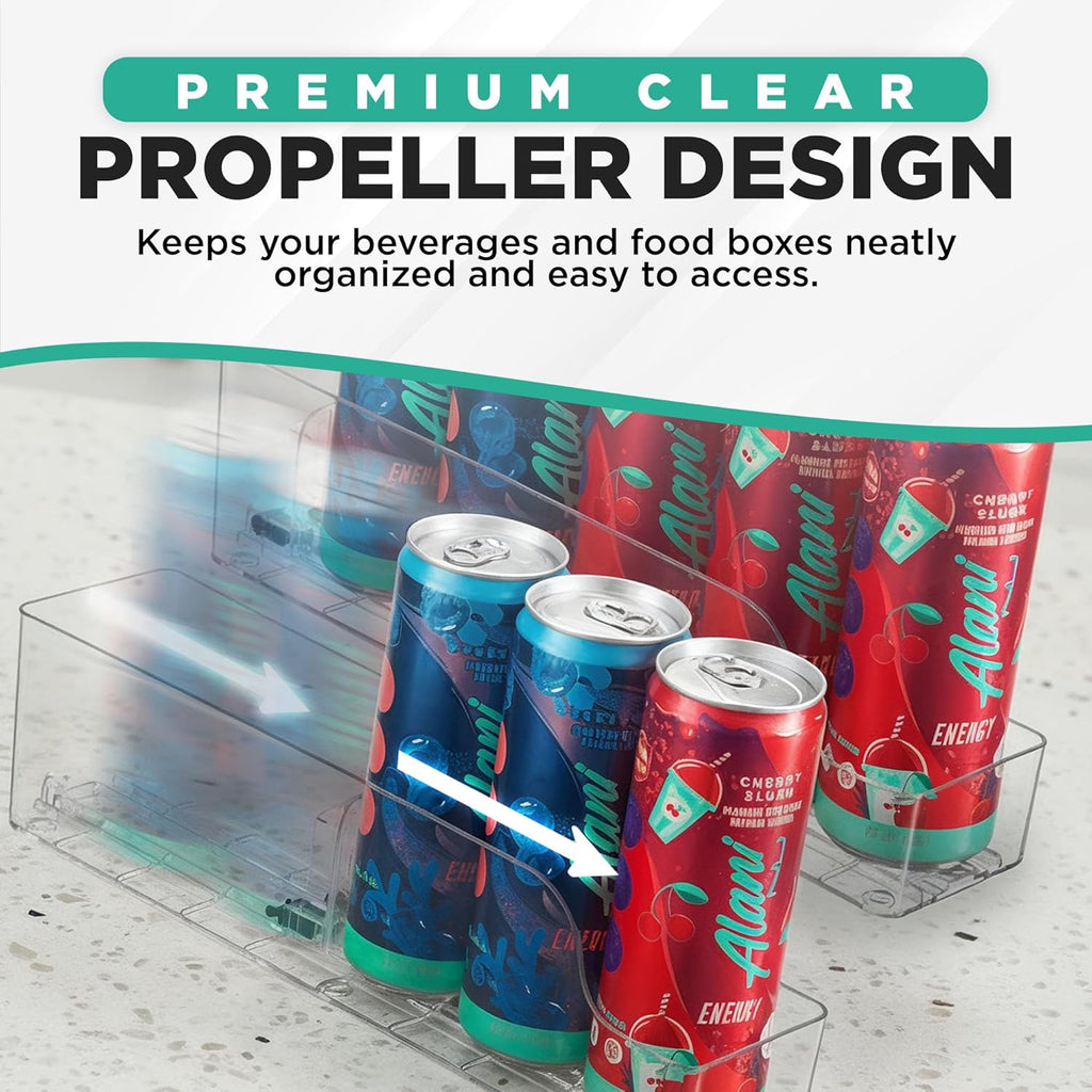 Automatic Soda Can Organizer - 2-Pack - Soda Can Dispenser for Refrigerator - Automatic Drink Holder for Fridge - Organizing Rack for Kitchen or Pantry - Beverage Dispenser & Holder (Small)