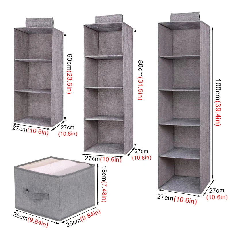 1/3/4/5Layer Storage Hanging Bag, Multifunctional Clothing Organizing Bag, Foldable Closet Clothes Sorting Bag Storage Pouch