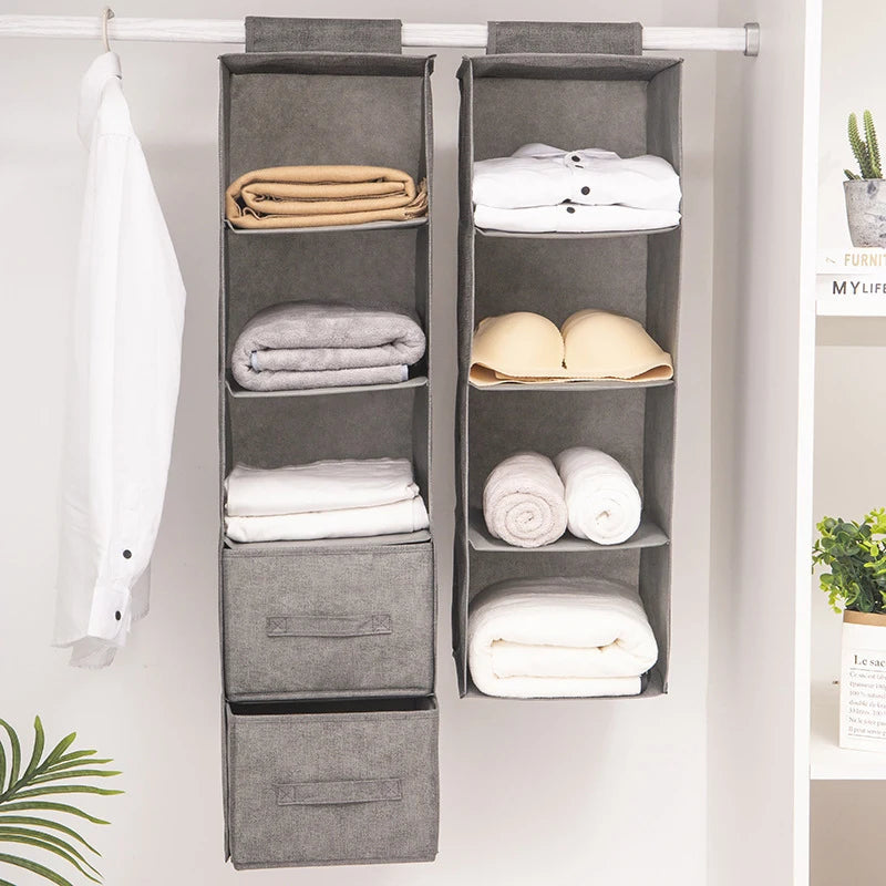 1/3/4/5Layer Storage Hanging Bag, Multifunctional Clothing Organizing Bag, Foldable Closet Clothes Sorting Bag Storage Pouch